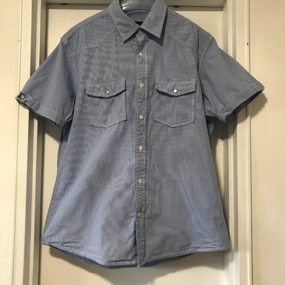 Paper Denim & Cloth 100% Cotton Checkered Collared Button Down Blue Men's Large - Picture 7 of 9